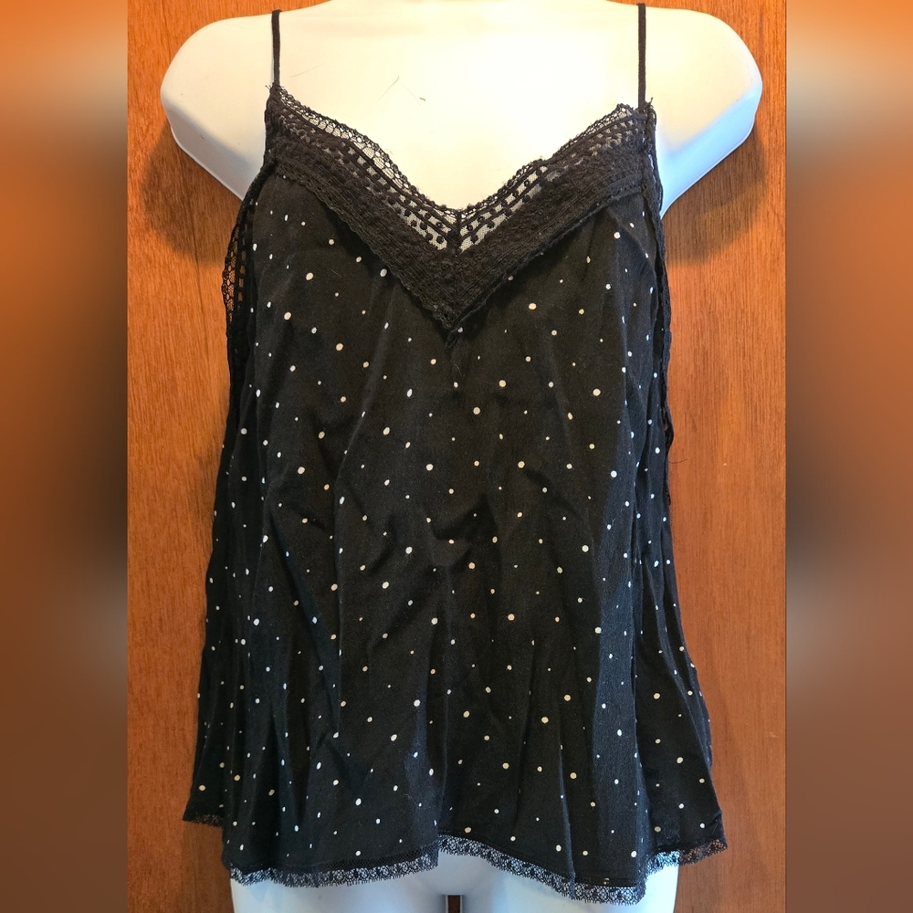 Stradavarius Black Polka Dot lace camisole szL - Picture 2 of 6